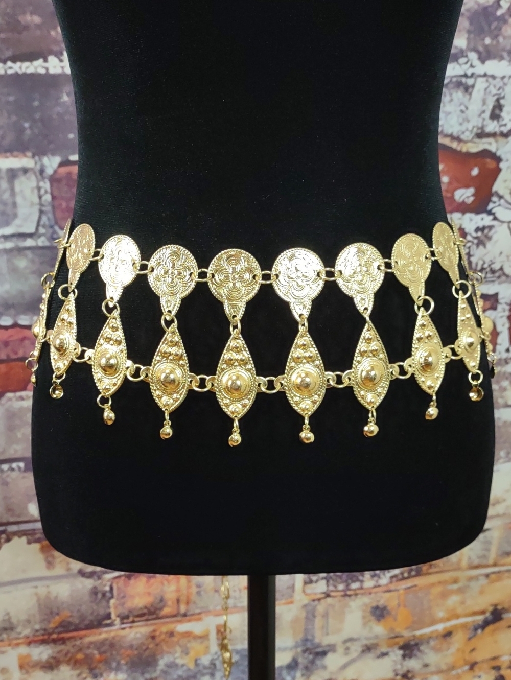 Gold Statement Medallion Link Waist Chain Belt